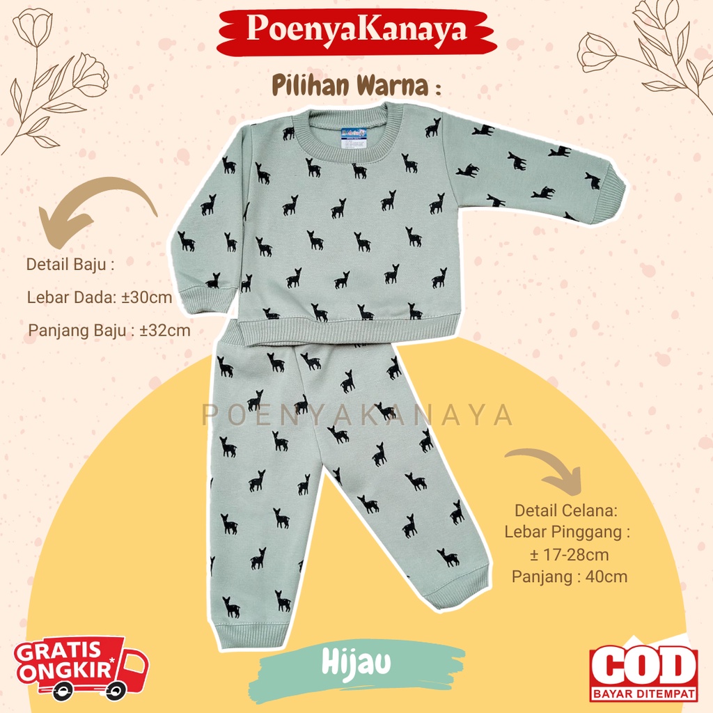 Setelan Sweater Jaket Bayi Anak Panjang MOUSE DEER HBc Size 6-18 Bulan SPY24