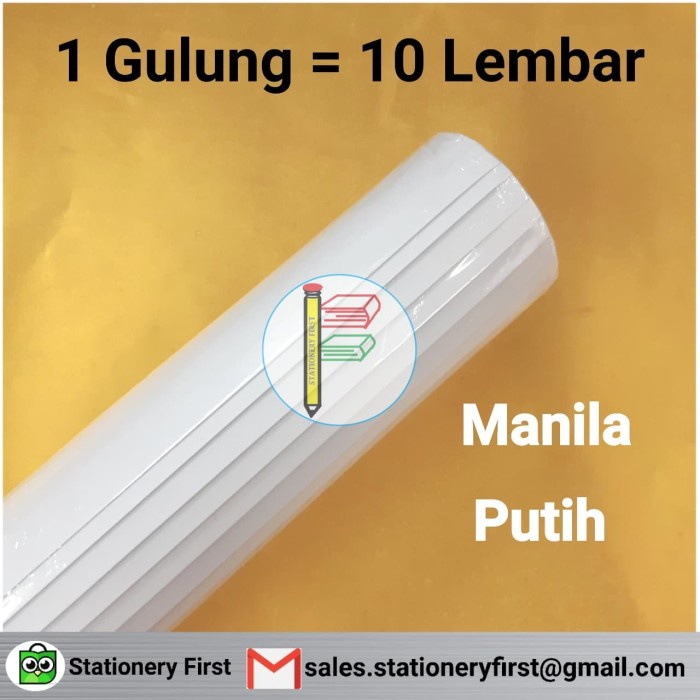 

[READY] Kertas Karton Manila BC Putih Doff Per Roll 10 Lembar Serbaguna