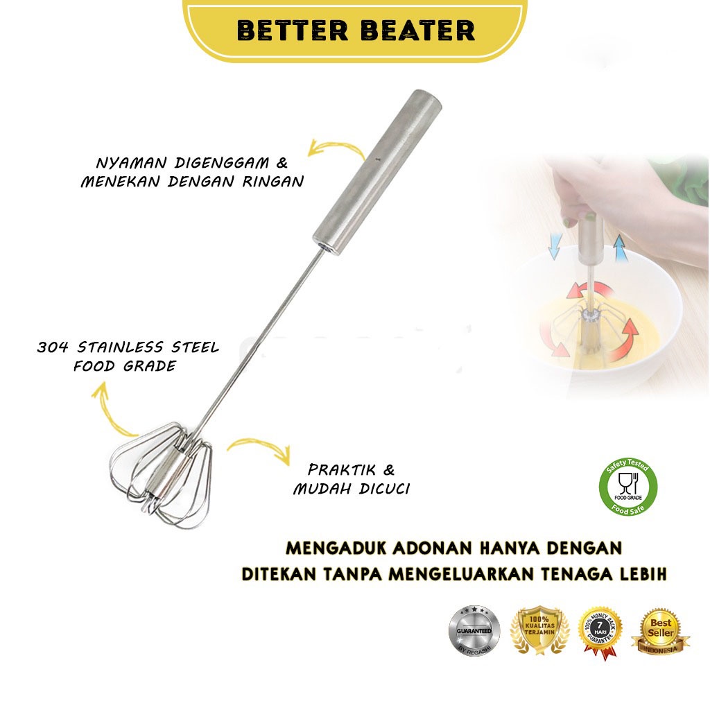 (Pengiriman cepat, dikirim dari Jakarta)Pengocok Telur Better Beater | Kocokan Telur Otomatis Stainless | Mixer