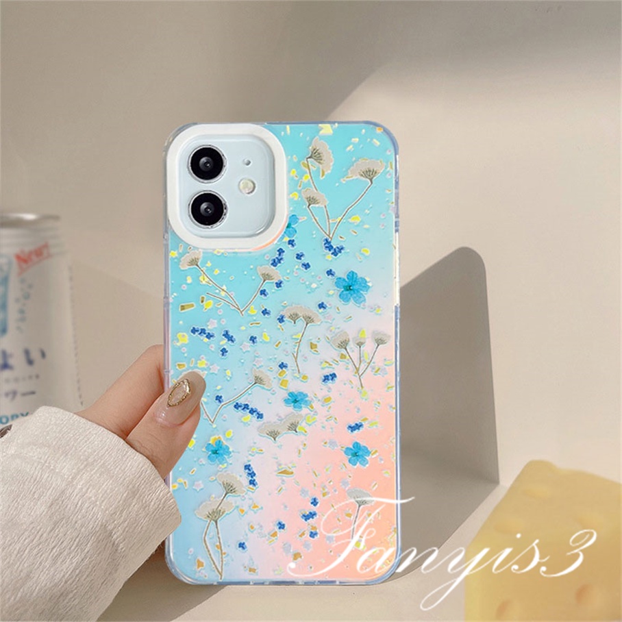 Compatible For IPhone 14 13 12 11 Pro Max X XR Xs Max 8 7 Plus SE 2020 Kompatibel Untuk Layar Penuh Dandelion IMD Laser Gradiasi Ponsel Case TPU Lembut Shockproof Cover Pelindung