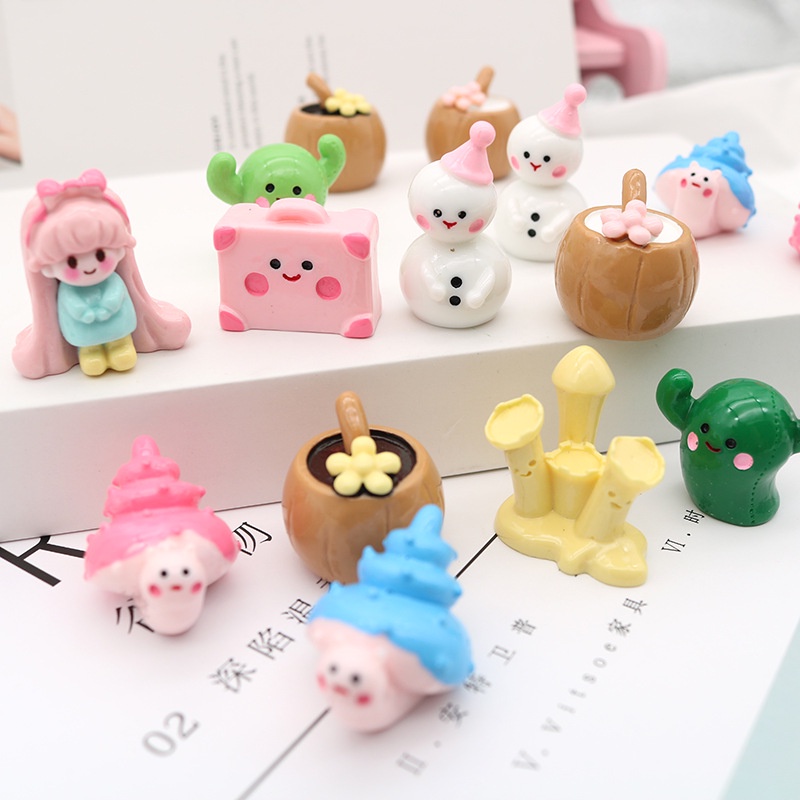 Accessories Diy Aksesori Perhiasan Resin Lucu Boneka Salju Mini Kaktus Siput Bahan Tiga Dimensi Properti Foto Ornamen Kotak Penyimpanan Dekorasi