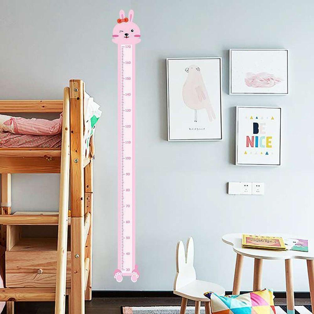 NEEDWAY Needway Pengukur Tinggi Badan Stiker Dinding Kartun Praktis Tahan Air Monyet Singa Kelinci Hewan Pola Baby Nursery Wall Decals