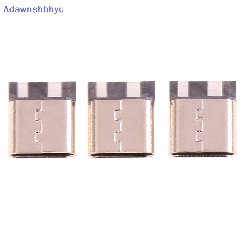 Adhyu 10pcs Type-C 2pin Solder Female 3A Soket Arus Tinggi Konektor USB ID