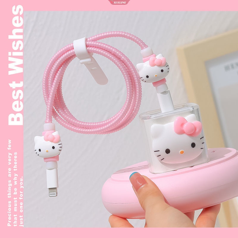 Pretty Sanrio Hello Kitty Kartun Kabel Data Pelindung Case Charger Anti Putus Lengan Mainan Anak Lucu Hadiah Ulang Tahun Cewek [ZXL]