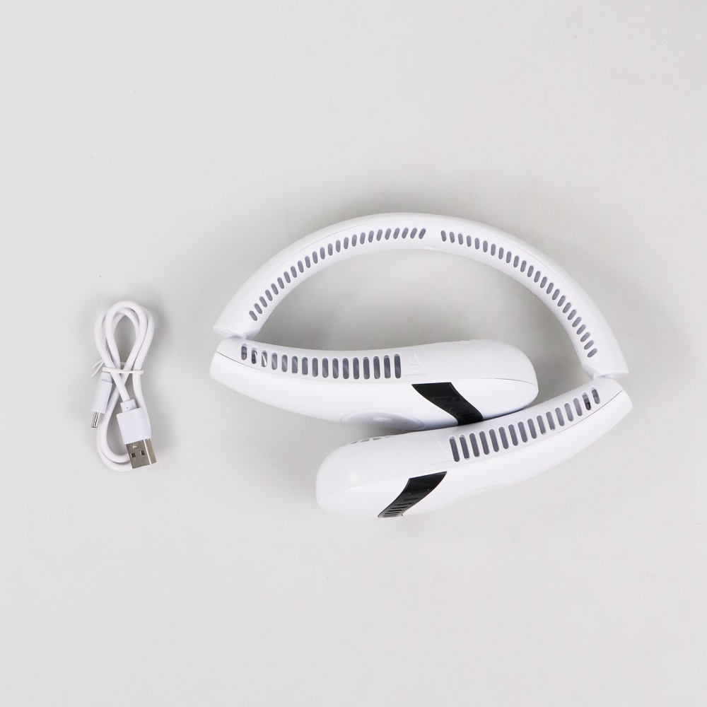 Kipas Angin Leher Portable Neck Fan Rechargeable 5000mAh - White