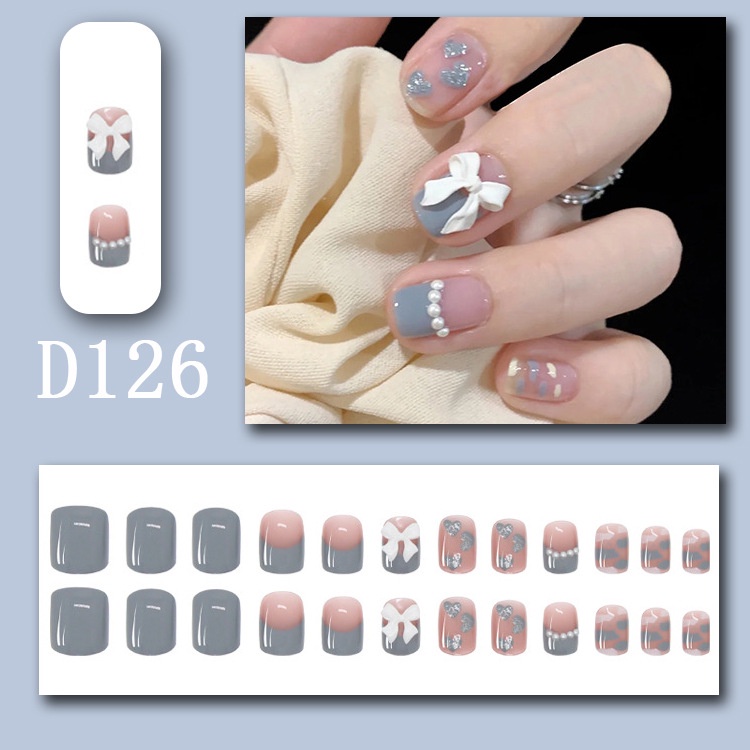 Z126 24Pcs DIY Kuku Palsu French Cool Finger Nail Art Stiker Kuku Palsu