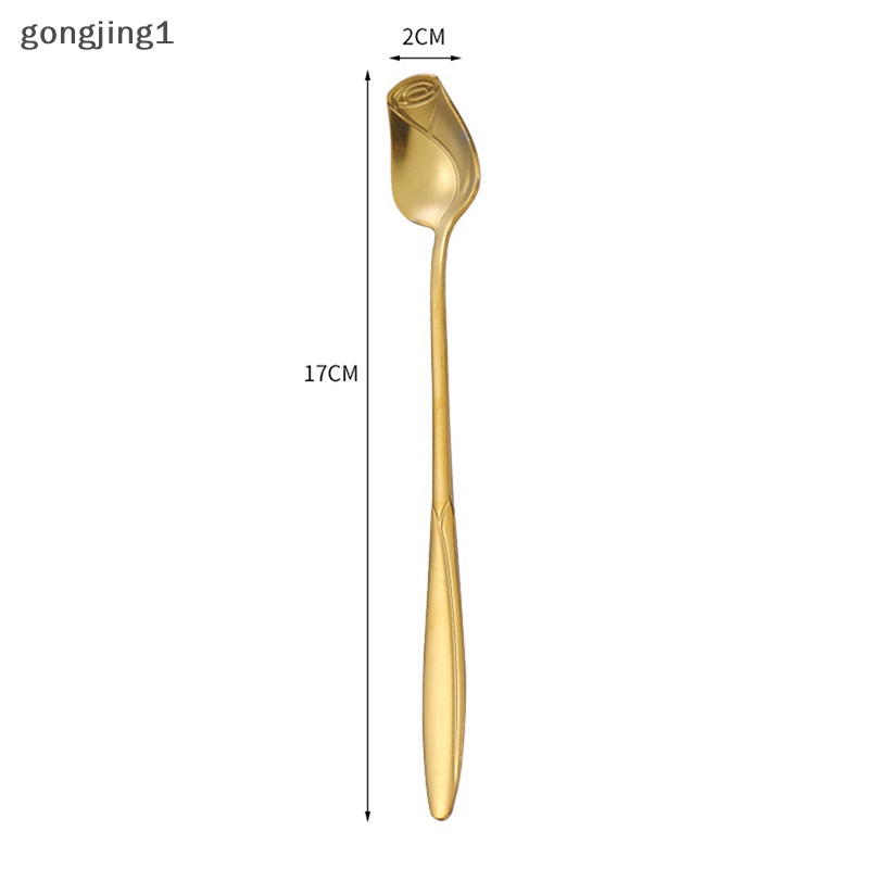 Ggg Sendok Pencampur Mawar Stainless Steel Gagang Panjang Sendok Kopi Teh Untuk Dessert Madu ID