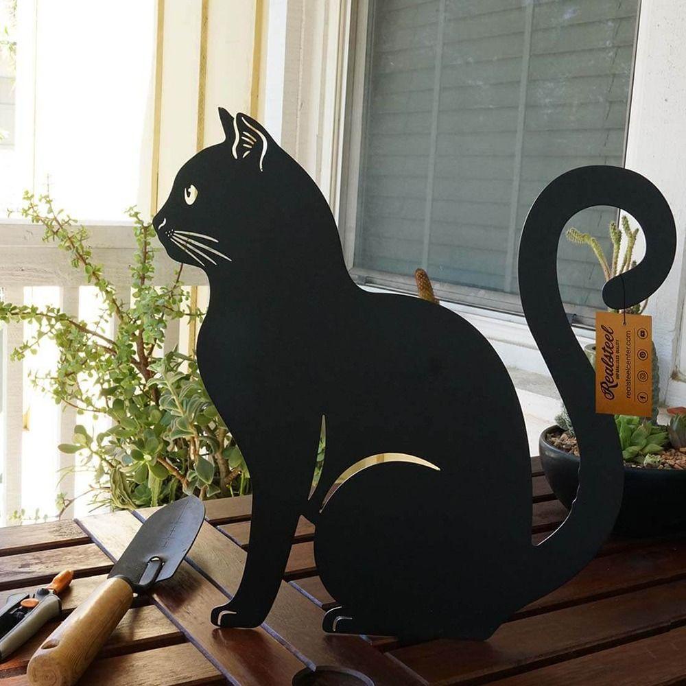 TOP Patung Logam Kucing High Quality Iron Art Metal Ground Inserted Pile