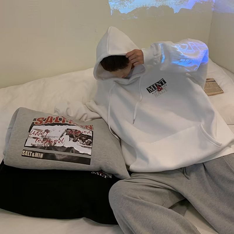 BISA COD M-XXXXXL Hoodie Japanese Style Unisex Hoodie Vintage Hiphop Printing Men's Fashion Long Sleeve Model on 5XL Sweatshirt Winter Casual Hooded Sweater Black White