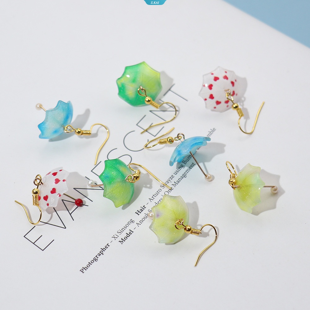 Anting Drop Payung Lucu Payung Pelangi Berwarna Ins Korea Anting Untuk Wanita Gadis Manis Desainer Unik Earring Jewelry [ZK]