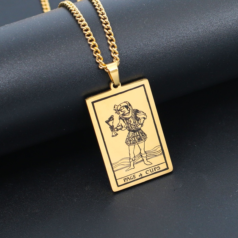 Z H Perhiasan Vintage Waite Holy Grail Tarot Liontin Fashion Pria Anti Karat Kalung Hip Hop Baja Titanium Aksesoris Pesta