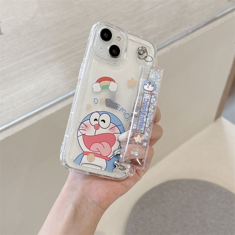 IPHONE Casing Kartun Transparan Cocok Untuk Iphone14 13 12 11 Pro Max Doraemon Mobile Wristband Protection Case