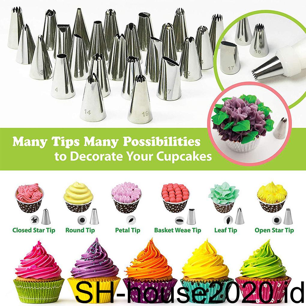 46pcs Kit Meja Putar Baking Scraper Alat Dekorasi Cupcake Fondant Nozzle