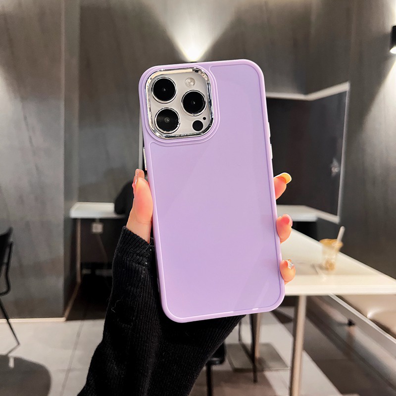 Electroplated Lens Frame Silicone Soft Case IPhone 6S Plus 7 8 14 Plus 7+ 8+ XR XS Max 11 12 13 14 Pro Max SE 2020 Women's Gift Purple Pretty Phone Case