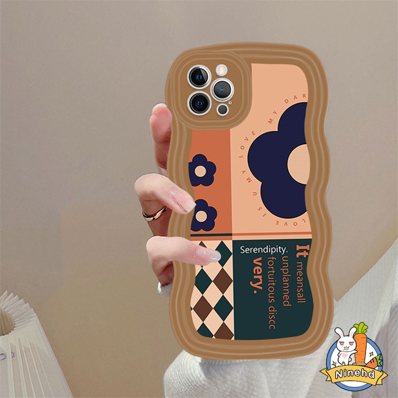 IPHONE Casing Kompatibel Untuk Iphone14 13 12 11 Pro Max X Xr Xs Max8 7 6 6s Plus SE 2020 Kualitas Tinggi Vintage Bunga Gelombang Tepi Casing Ponsel Cakupan Penuh Perlindungan Lensa Shockproof Case