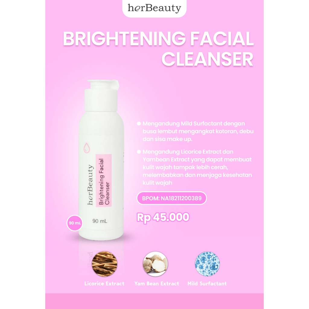 HERBEAUTY PAKET HEMAT TONER FACIAL WASH BRIGHT AND GLOW SERIES HER BEAUTY