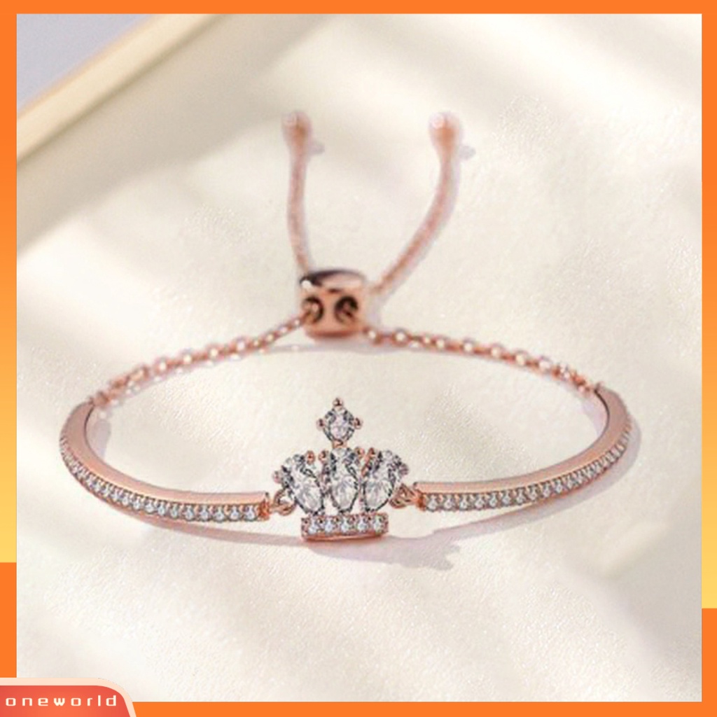 [ONE] Silverhoo Wanita Kalung Mahkota Cubic Zirconia Perhiasan Indah Semua Pertandingan Telinga Giwang Gelang Bangle Hadiah Perempuan