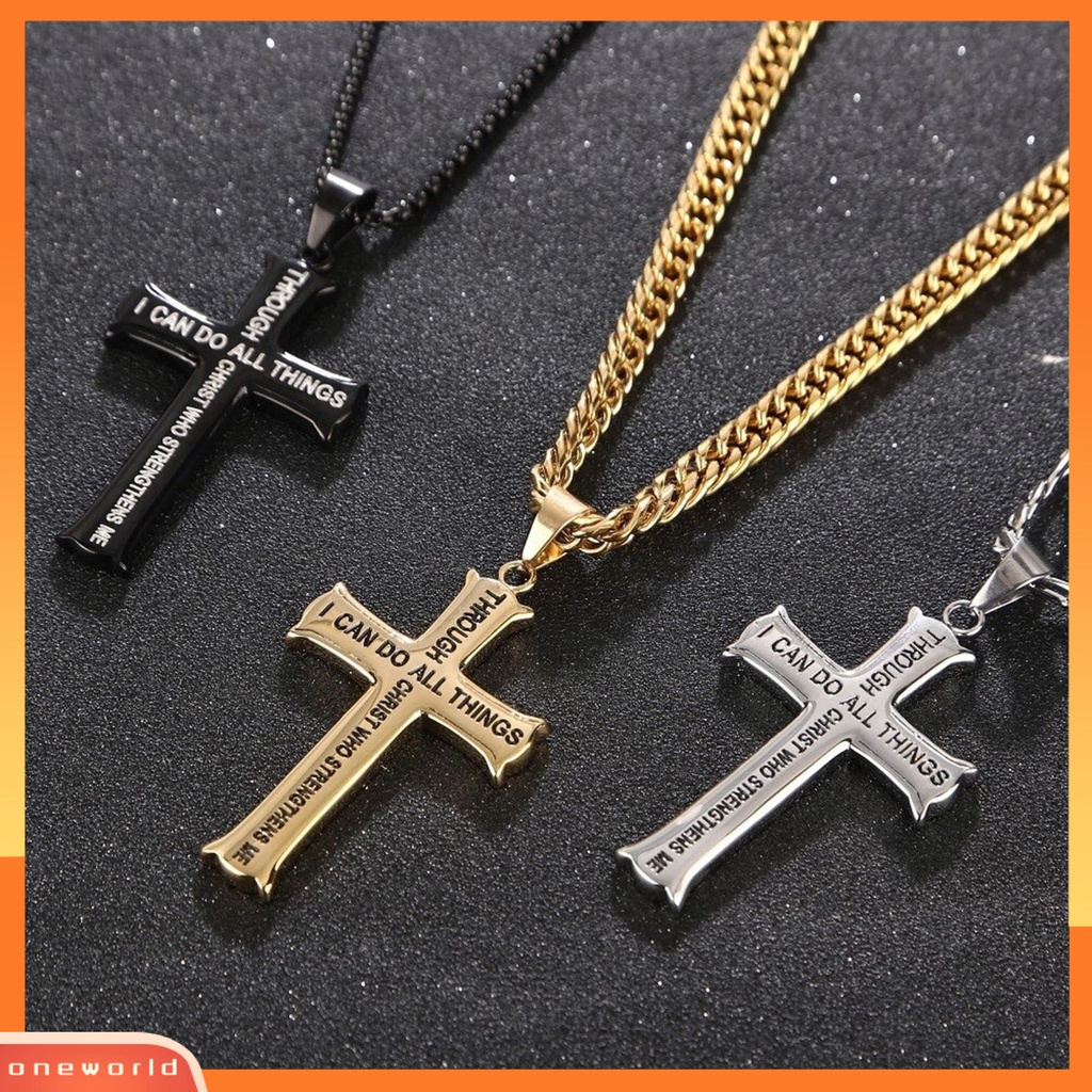 [ONE] Kalung Pria Salib Vintage Klasik Gaya Hip-hop Liontin Pria Untuk Hadiah
