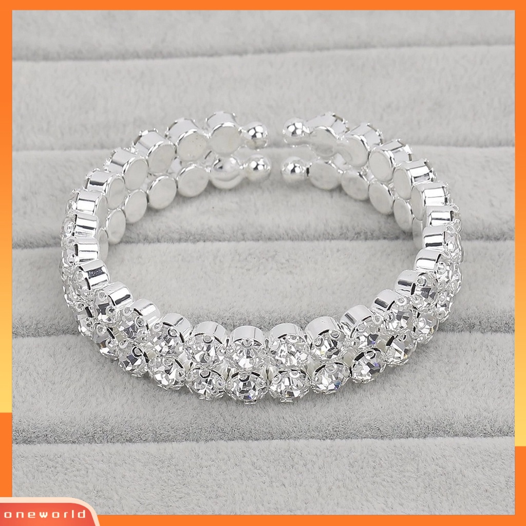 [ONE] 1set Set Perhiasan Berlian Imitasi Elegan Untuk Wanita Alloy Kristal Imitasi Choker Kalung Anting Gelang Ideal Untuk Pesta Pernikahan Pengantin