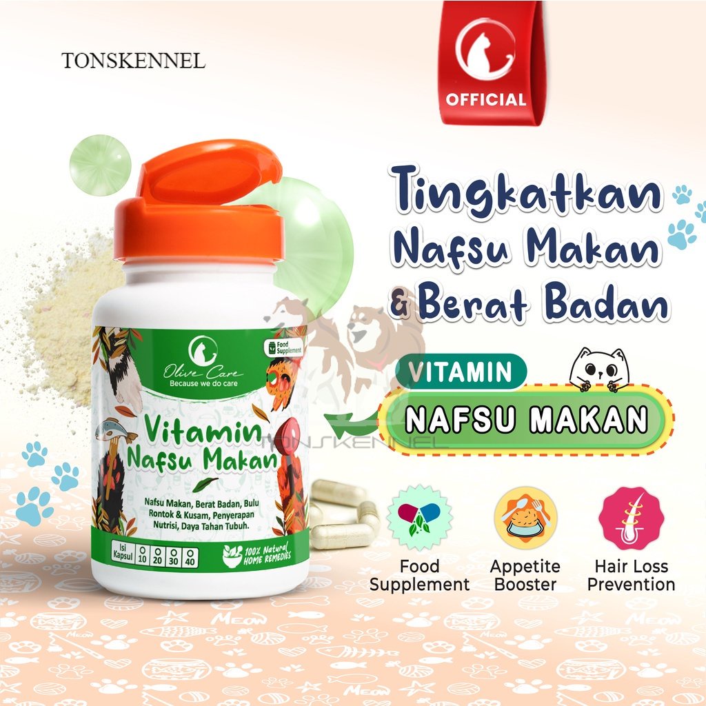 Olive Care Vitamin Kucing NAFSU MAKAN untuk Nafsu Makan, Gemukin Badan, Bulu Rontok, Daya Tahan Tubuh dan Konstipasi