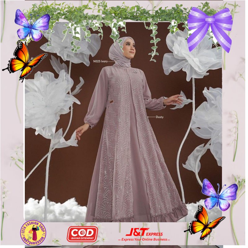 BAYAR COD RESHMA DRESS GAUN GAMIS LEBARAN BRUKAT EXCLUSIVE BY NADHEERA LUXURY - ZETAHIJAB