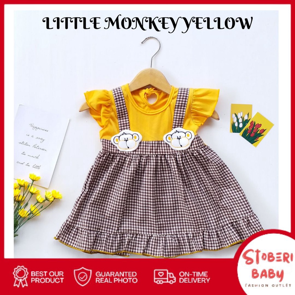 stoberi baby - QIU2 LITTLE MONKEY Baju Bayi Model Dress MURAH Baby Girl (0-6 bulan) Dress Anak Perempuan