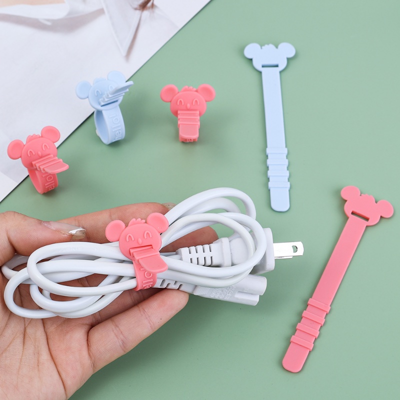 [Harga Grosir] 1/5PCS Silikon Kabel Data Winder Lucu Ikatan Simpul Earphone Klip Pengikat Gesper Tali Manajemen Kabel Cable Ties Cord Wire Line Fixer Desktop Tidy Gadget