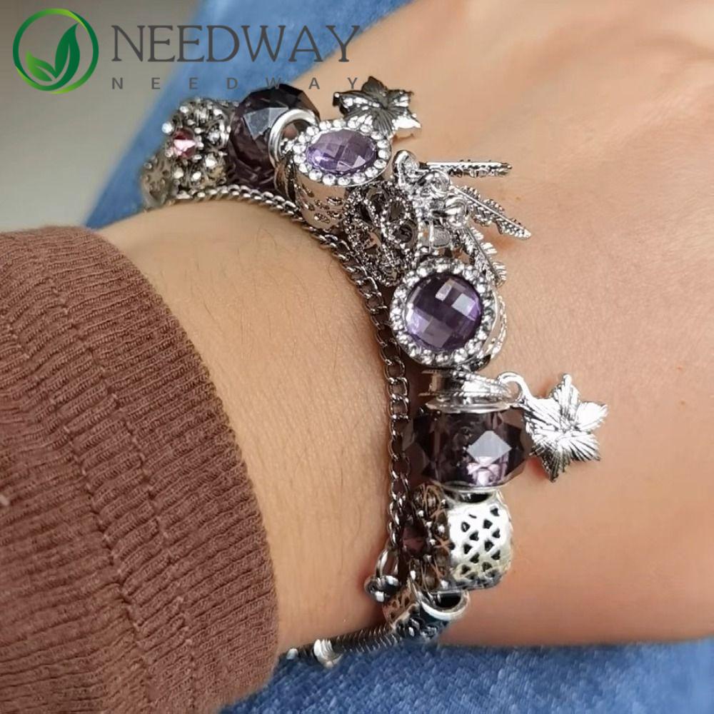 Needway   Fantasy Bead Gelang Mewah Vintage Misteri Ungu Fashion Perhiasan Temperamen Gaya Korea Bracelet