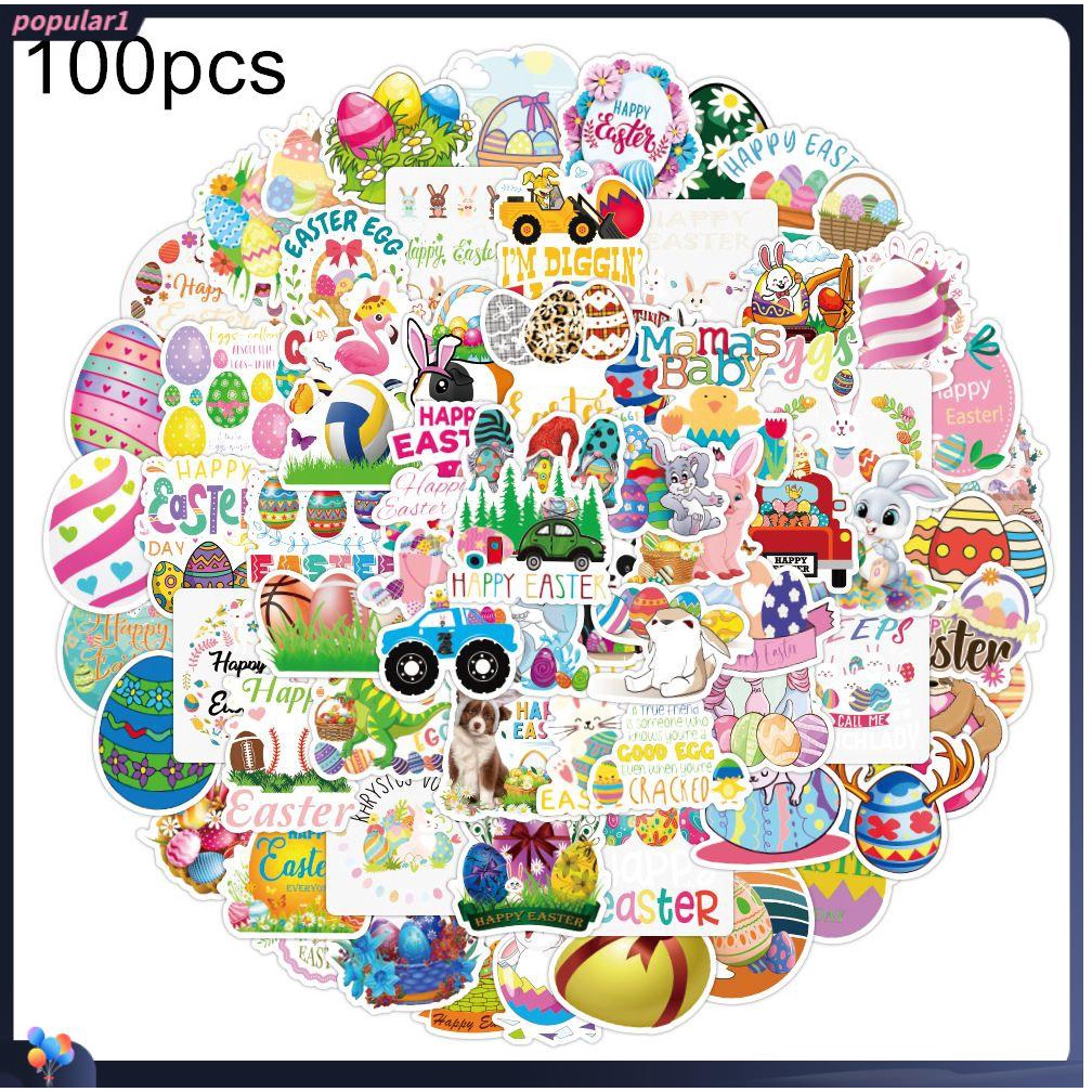 Populer 100pcs Paskah Stiker Notebook Mobil Kelinci Bunny Laptop Scrapbooking Koper Kawaii Laptop Sticker