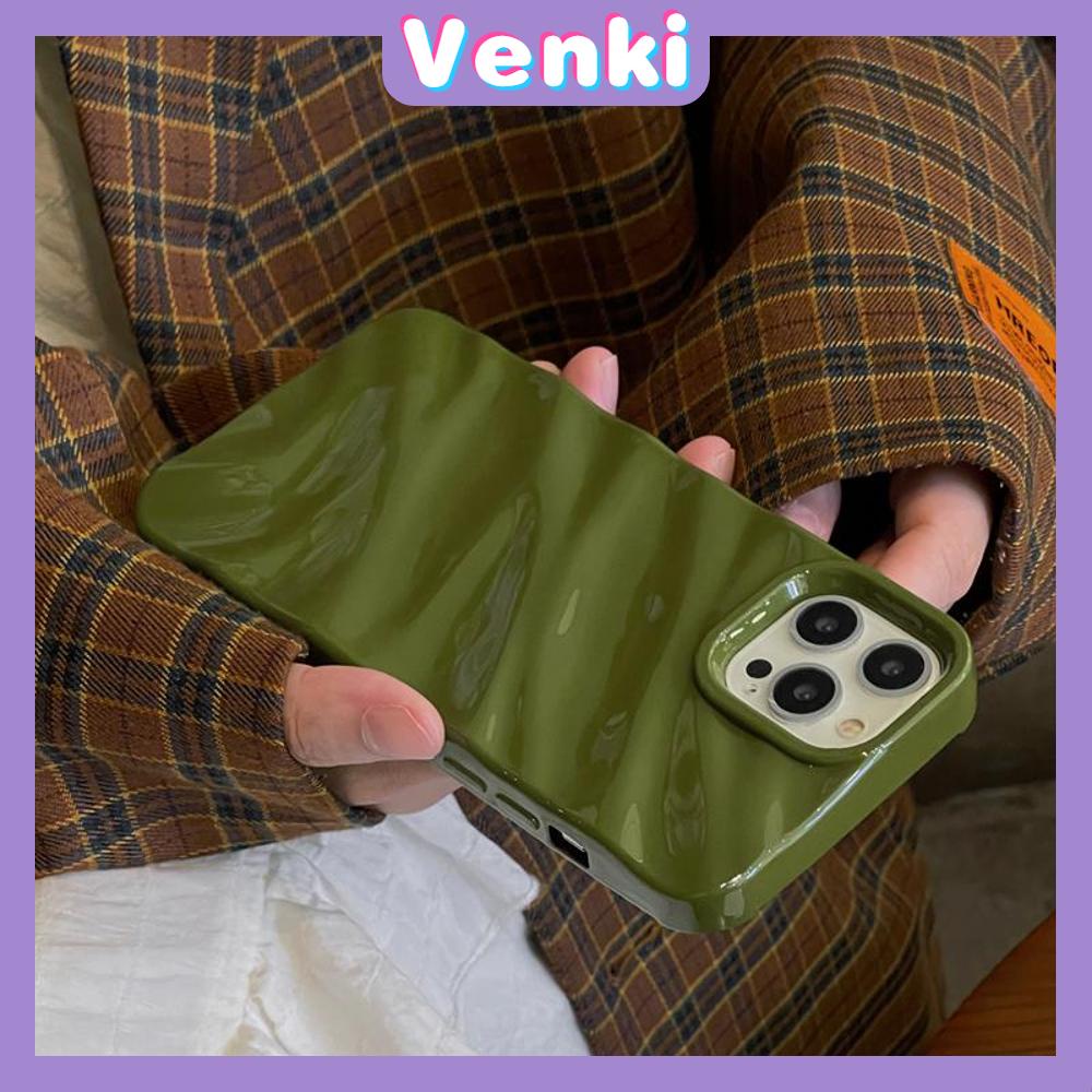 VENKI - Untuk iPhone 11 Case Soft Case Glossy 3D Ripple Dimensi Shockproof Coklat Ungu Hitam Putih Hijau Untuk iPhone 14 Pro Max 13 Pro max 12 Pro Max 11 iPhone XR XS 7Plus 8Plus