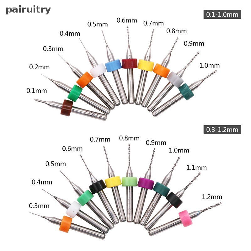 Prt 10pcs /Set 0.1mm-1.2mm Kualitas Tinggi Paduan Keras Papan Sirkuit Cetak PCB Carbide Micro Drill Bits Alat 0.1mm 1.2mm PRT