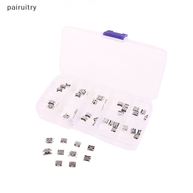 Prt 50Pcs /Box 10model Micro USB Female 5pin DIP Tipe B SMT USB Konektor Plug PRT