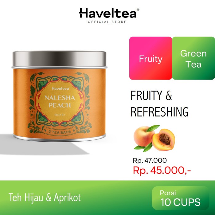 

N.E.W NALESHA PEACH | Mini Tin | Haveltea | Green Tea Peach | Fruit Tea - Loose Leaf 15g