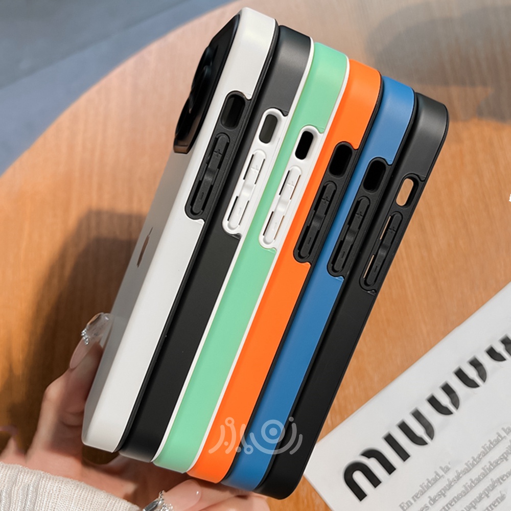 IPHONE 2in1 Bumper Phone Case Untuk Iphone11 12 13 14 Pro MAX Plus Case X XS MAX XR Silikon Lembut Shockproof Casing Penutup Belakang