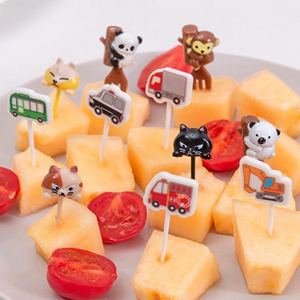 [Elegan] Fruit Stick Cute 6pcs /Set Mobil Dimsum Salad Koala Bear Kopi Teh Garpu