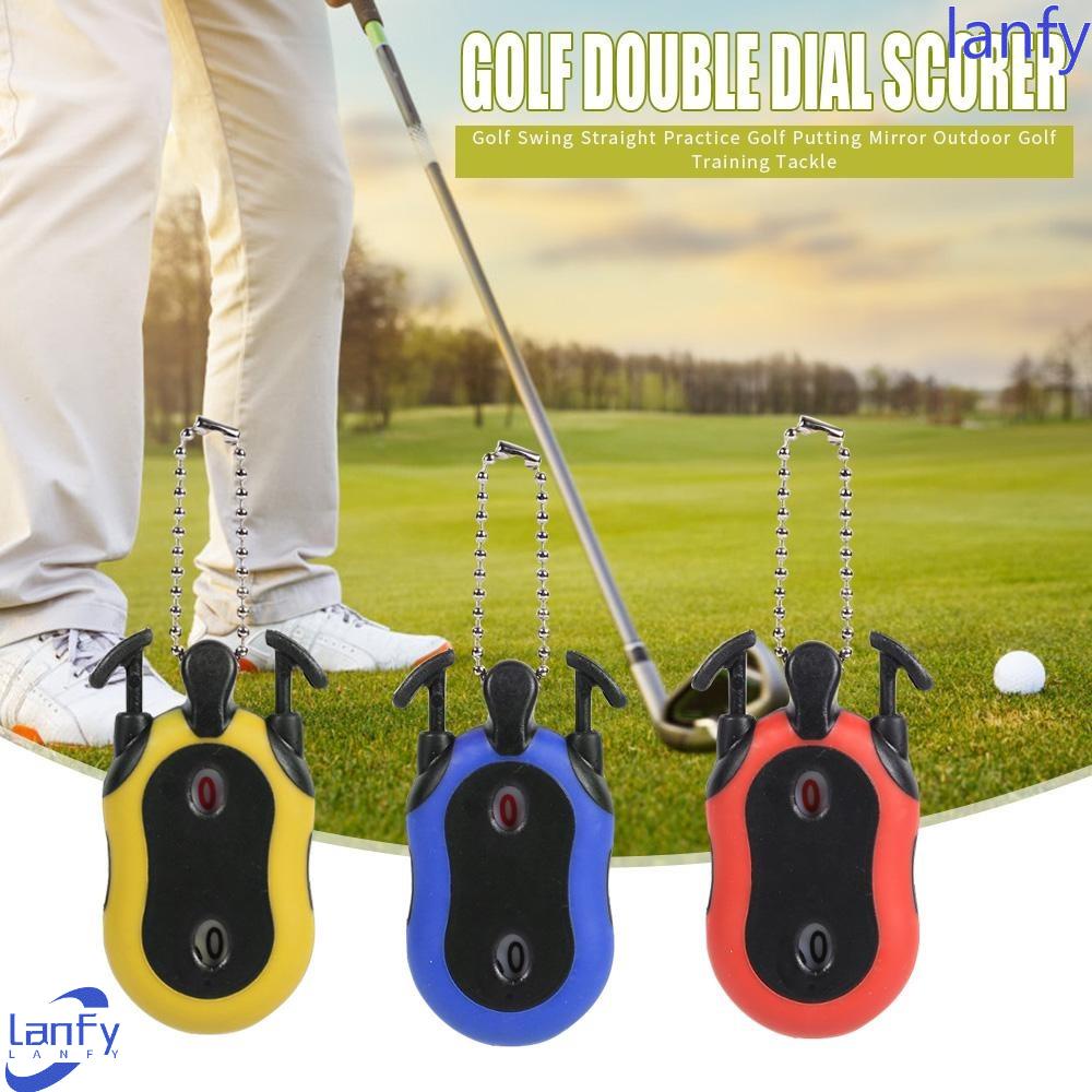 Lanfy Golf Score Counter Easy Pressing Yellow/Red/Blue Double Dial Golf Aksesoris Counter Dua Orang Scoring Golf Scoring