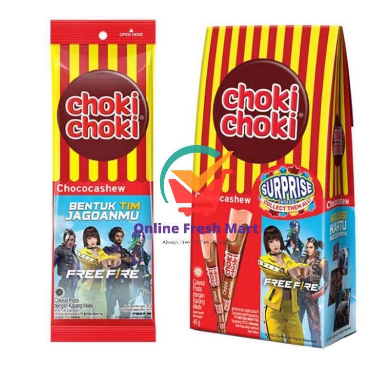 

choki choki Chococashew Cokkat Pasta Surprise Edisi Free Fire Upin Ipin Doraemon chokichoki