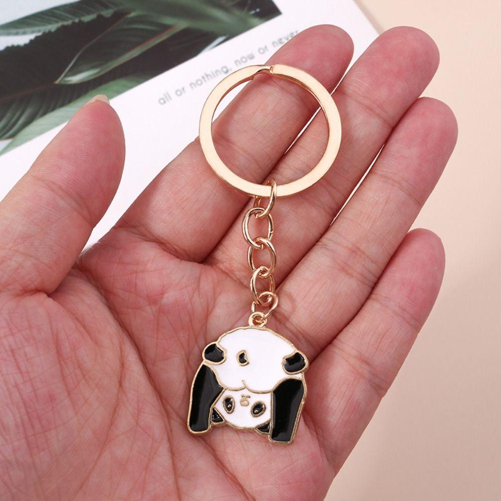 【 ELEGANT 】 Panda Gantungan Kunci Mobil Kreatif Untuk Wanita Pria Car Key Holder Perhiasan Telepon Pesona Ransel Liontin Gantung Dekorasi Gantungan Kunci Hewan