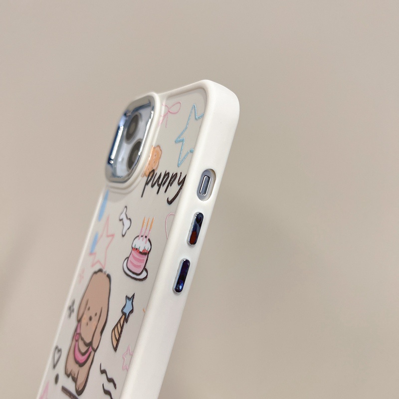 All New Electroplated Camera Skin Silicone Soft Case IPhone 11 12 13 14 Pro Max Women's Fashion Gift Cute Cartoon Phone Case Pet Dog CAKE