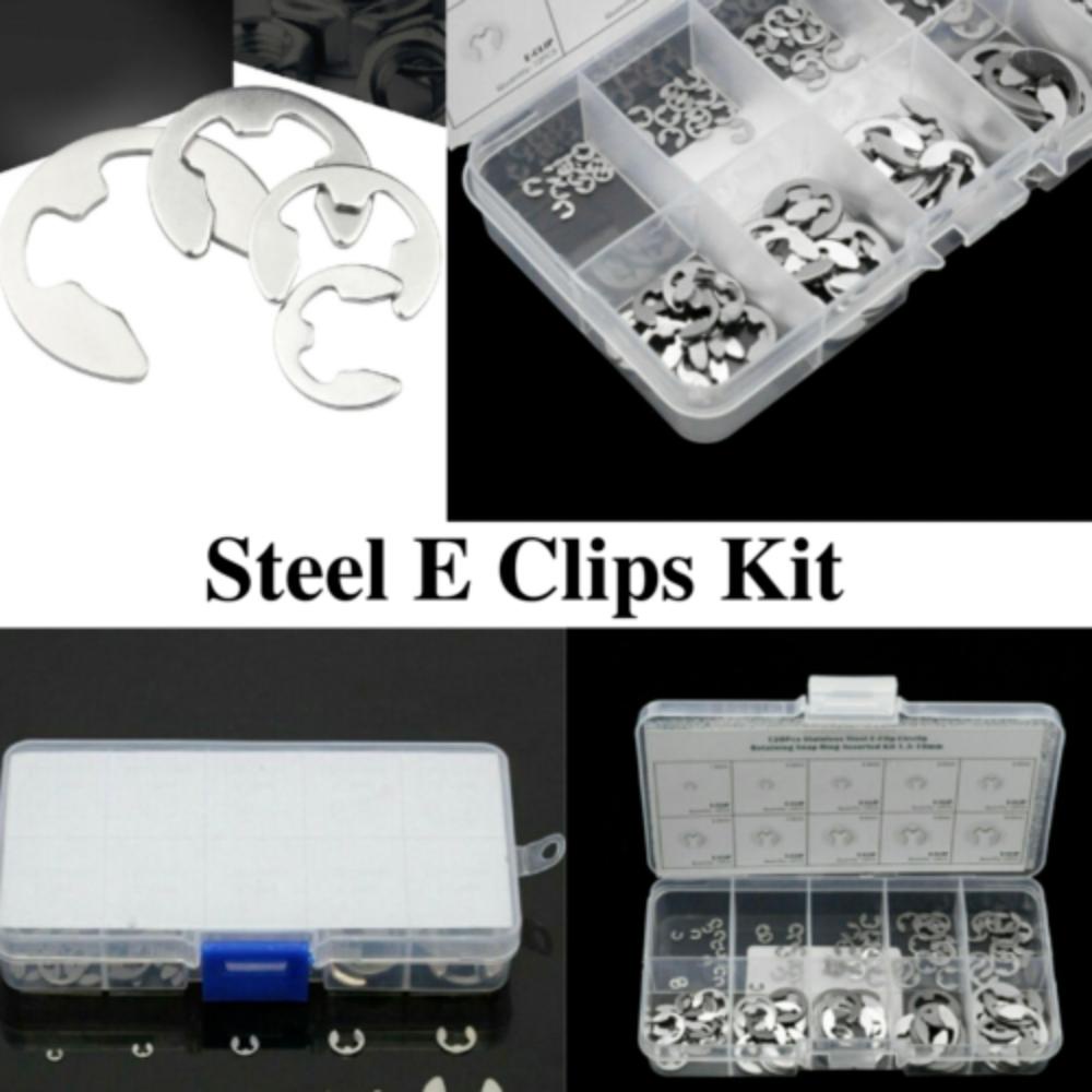 Populer 120pcs Klip E Luar Circlip Washer Assortment Kit 304stainless Steel M1.5 - M10mm