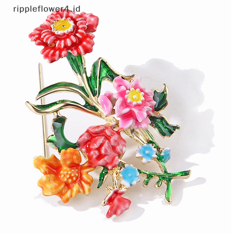 {rippleflower4.id} Bros Peony Enamel Warna-Warni Untuk Wanita Enamel Yang Indah Bros Bunga Besar Desain Baru Sweater Pin Mantel Gaun Perhiasan Hadiah~