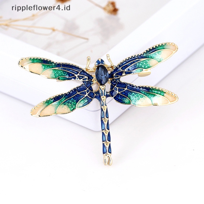 {rippleflower4.id} Bros Capung Minyak Kristal Warna-Warni Untuk Wanita Pin Animel Serangga Broche~