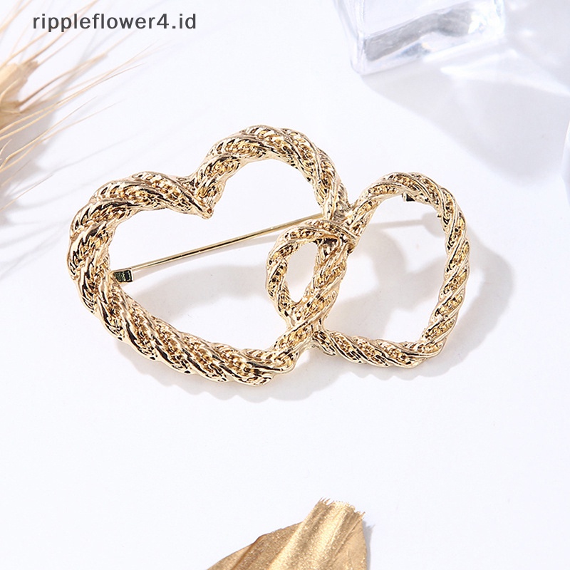 {rippleflower4.id} Bros Hati Logam Desain Sederhana Hati Cinta Wanita Unisex Bros Pin Hadiah~