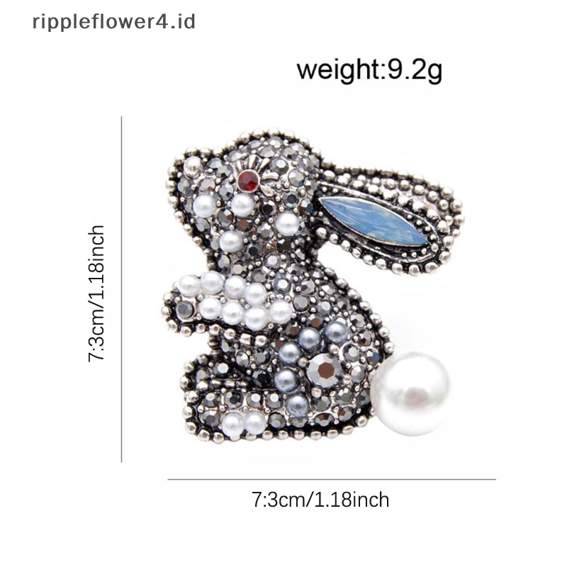 {rippleflower4.id} Bros Kelinci Berlian Imitasi Lucu Musim Dingin Fashion Hewan Pin Zodiak Aksesoris Dekorasi Tahun Baru High Quality~