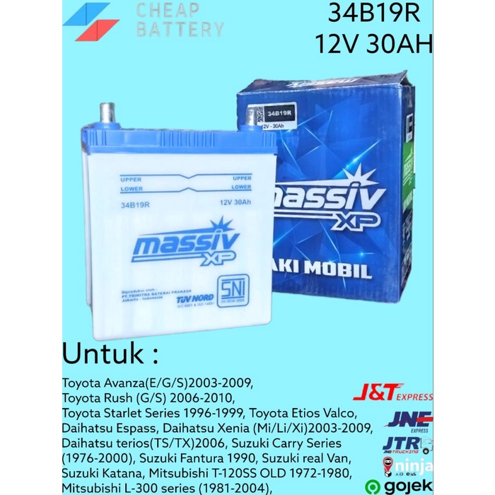 Aki/Accu mobil massiv xp basah 34b19r Avanza, terios, rush