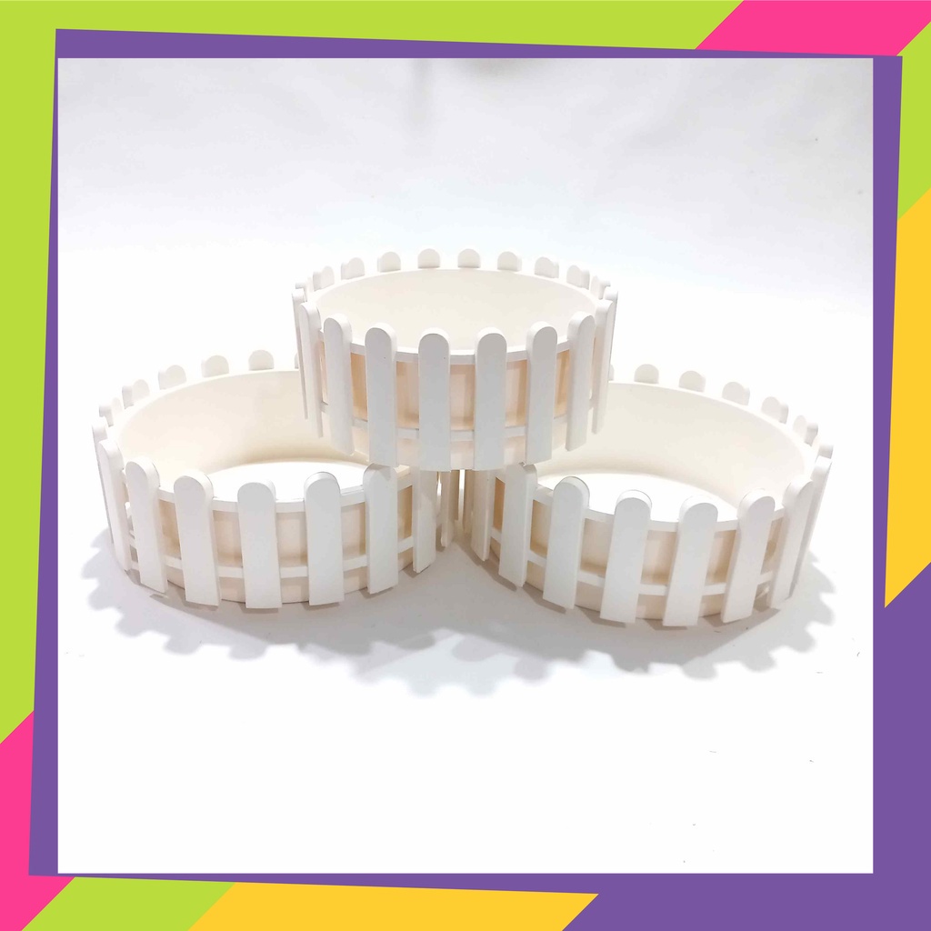 1879D2 / Pot bunga bulat pagar plastik / Vas bunga tanaman artificial / Vas bunga hias aesthetic