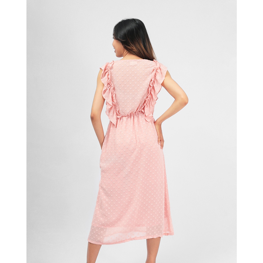 Waves Dress Polakdot Pink