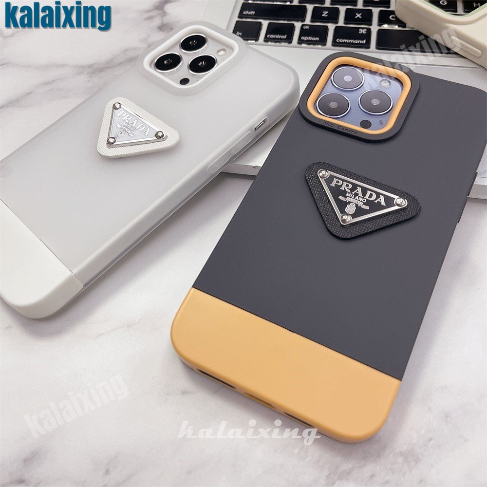 Case Logo Prada 3D Persegi Warna-Warni Untuk iPhone 14Plus 13pro Max 11 Pro X Xr Xs Max Case Warna Campur Soft Caing Tepi Lurus