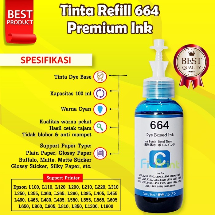 TINTA 664 T664 REFILL PRINTER BLACK COLOR L120 L350 L565 L555