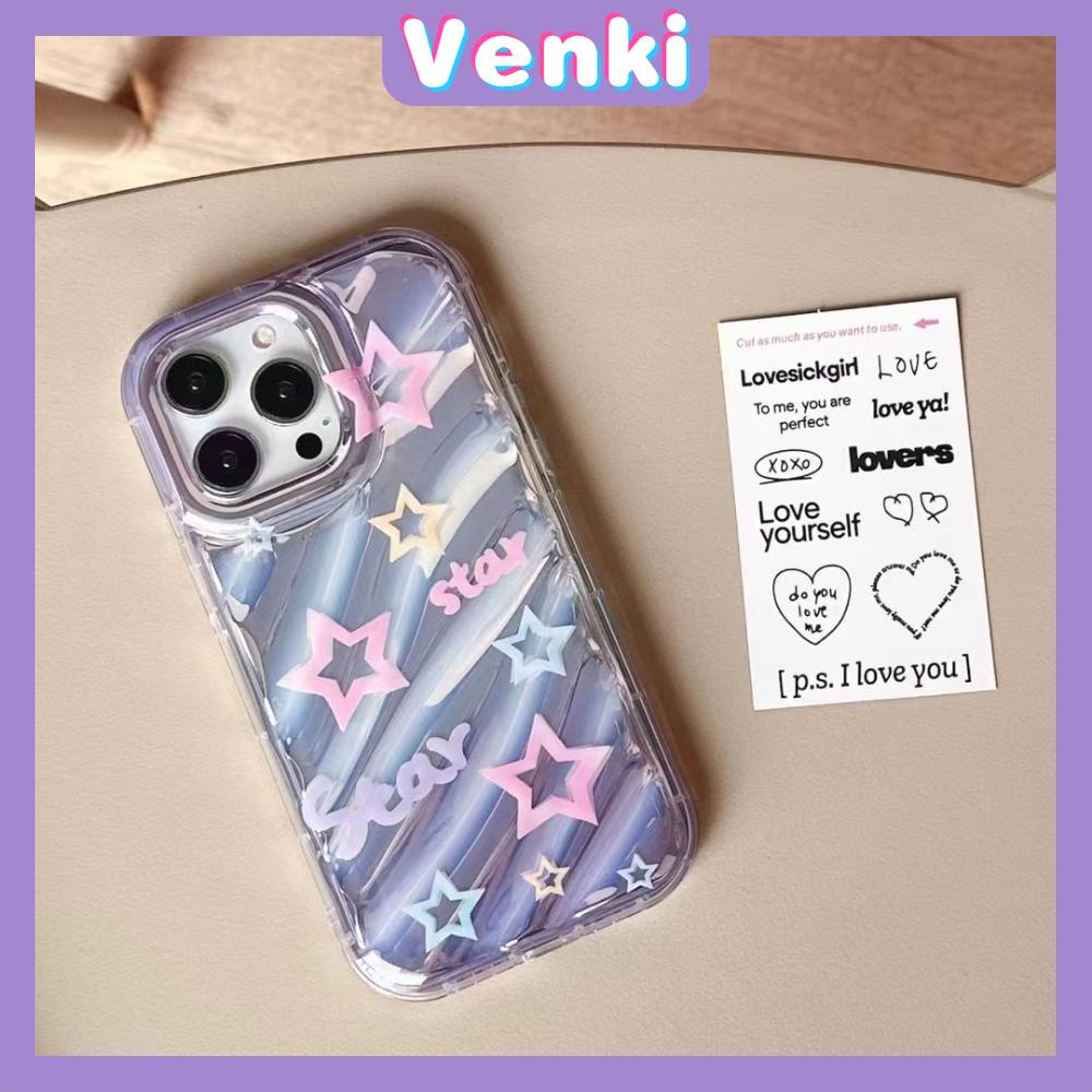 VENKI - Untuk iPhone 11 iPhone Case Laser Reflektif Bening Phone Case TPU Soft Shockproof Airbag Case Bintang Sederhana Kompatibel dengan iPhone 14 13 Pro Max 12 Pro Max XR XR 7Plus 8Plus